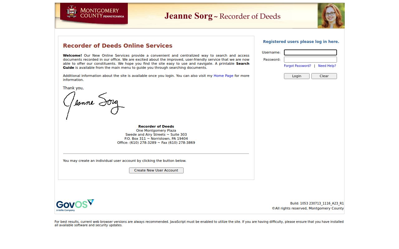 Upper Providence Township street directory Recorder deed index entry