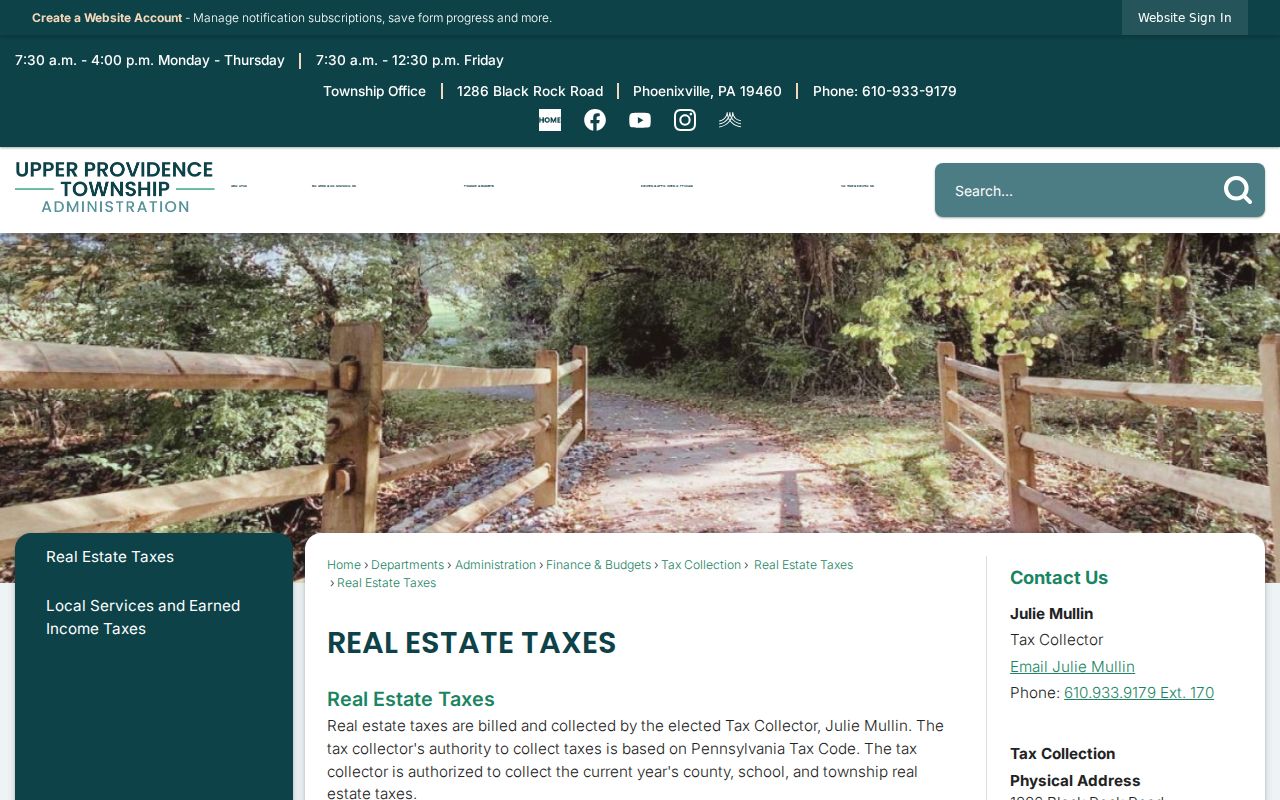 Upper Providence Township ZIP code directory real estate tax mailing context