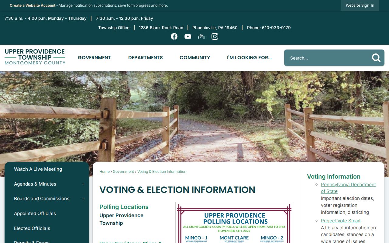 Upper Providence Township ZIP code directory voting and election postal labels